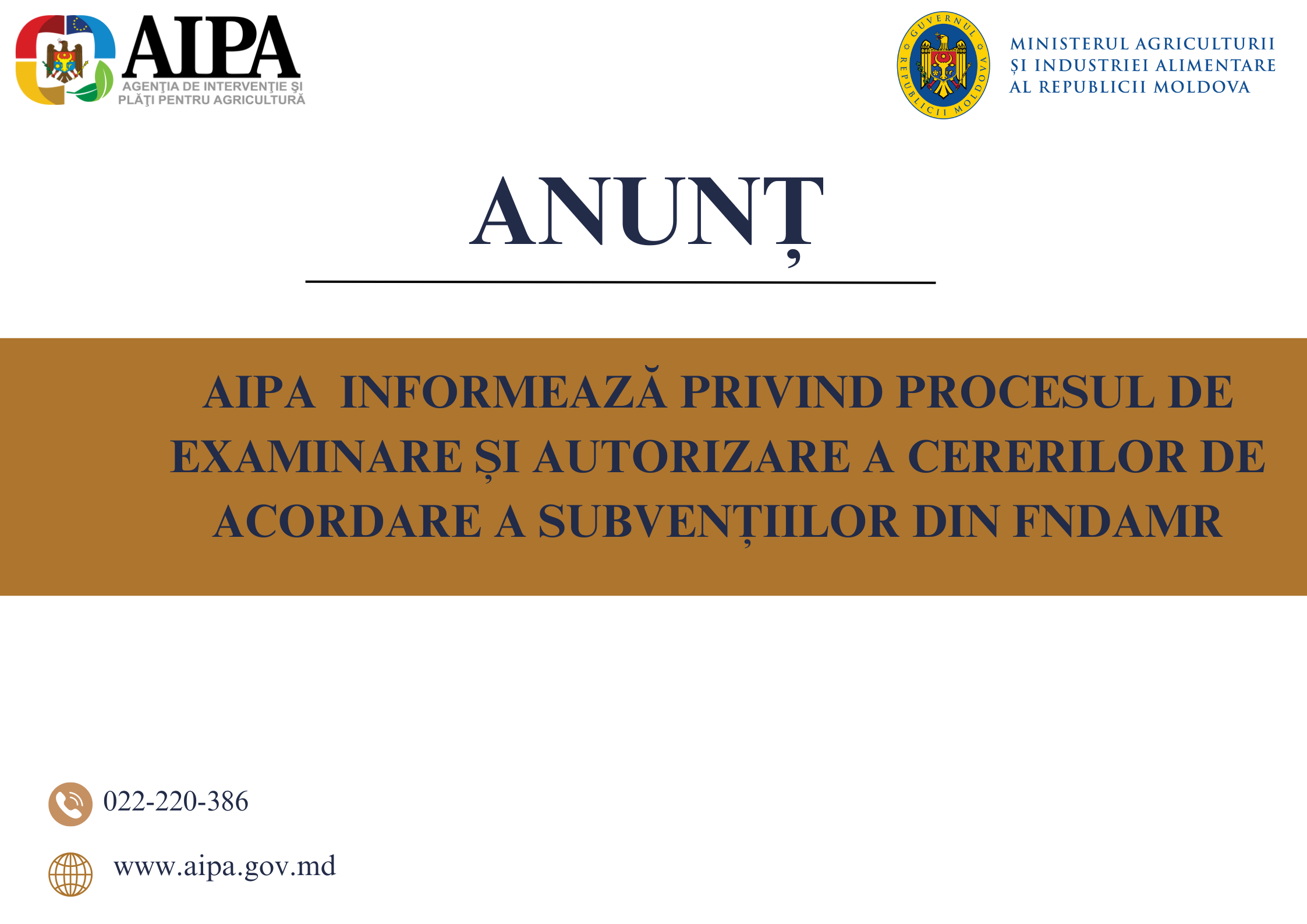 AIPA informează privind procesul de examinare și autorizare a cererilor de acordare a subvențiilor din FNDAMR