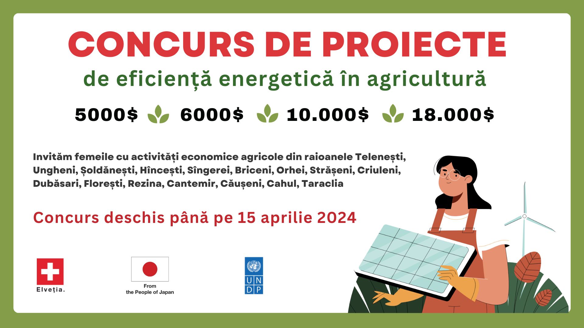 Femeile cu activități economice agricole din 16 raioane vor beneficia de granturi pentru sporirea eficienței energetice