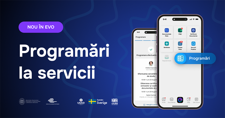 Nou în EVO — programări pentru servicii publice pentru cetățeni și antreprenori. Ce vor găsi cetățenii în noul modul