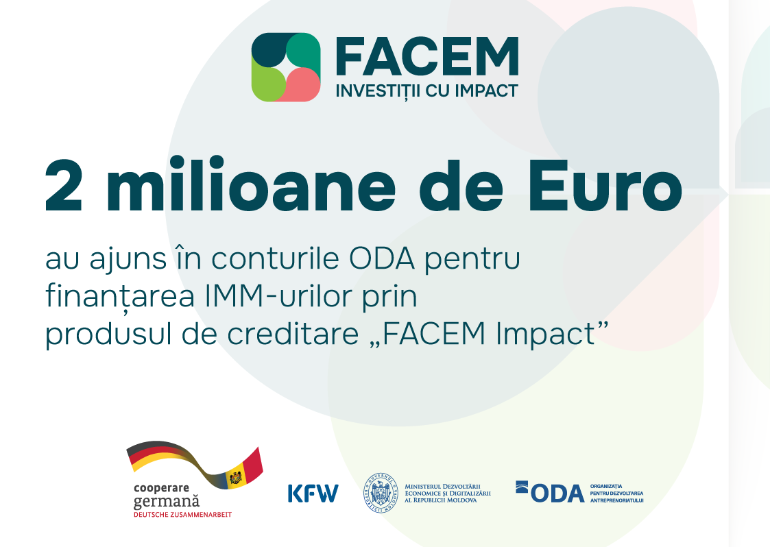 2 milioane de Euro au ajuns în conturile ODA pentru finanțarea IMM-urilor prin produsul de finanțare „FACEM Impact”